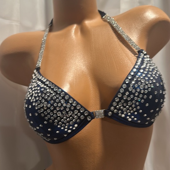 Competition bikini suit, midnight blue handmade 
34B cup med size bottom NWT - Picture 3 of 5
